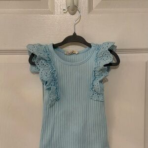 Jessica Simpson Light Blue Ruffled Tank Top